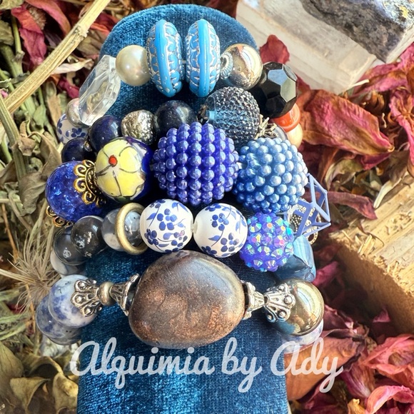 Alquimia Multicolor Beaded Bracelet Collection blue gemstones